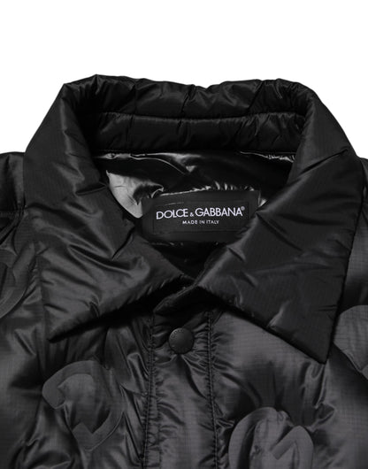 Dolce &amp; Gabbana – Schwarze, gesteppte Pufferjacke aus Nylon mit DG-Logo