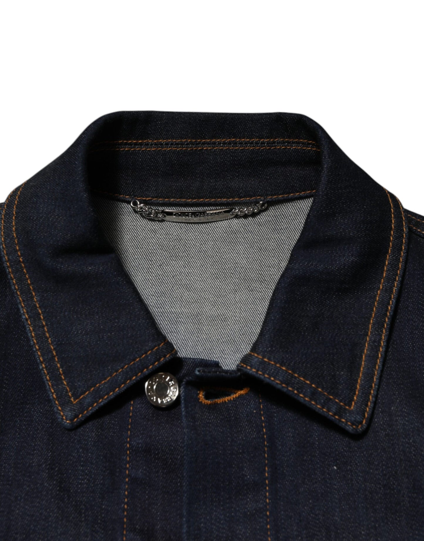 Dolce &amp; Gabbana – Slim Fit-Jeansjacke mit Logo-Patch in Indigoblau