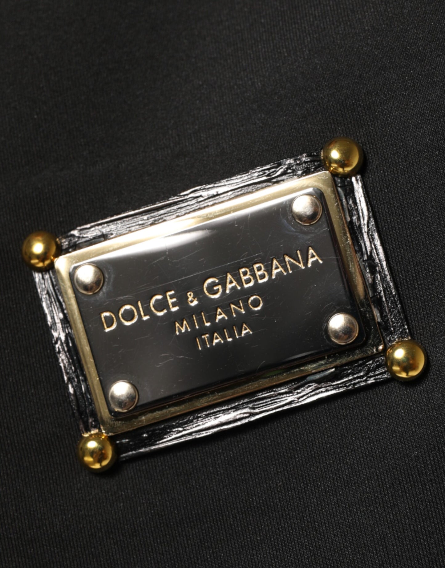 Dolce &amp; Gabbana – Bomberjacke aus schwarzem Polyester mit Logo-Schild