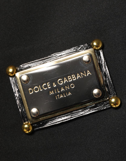 Dolce &amp; Gabbana – Bomberjacke aus schwarzem Polyester mit Logo-Schild