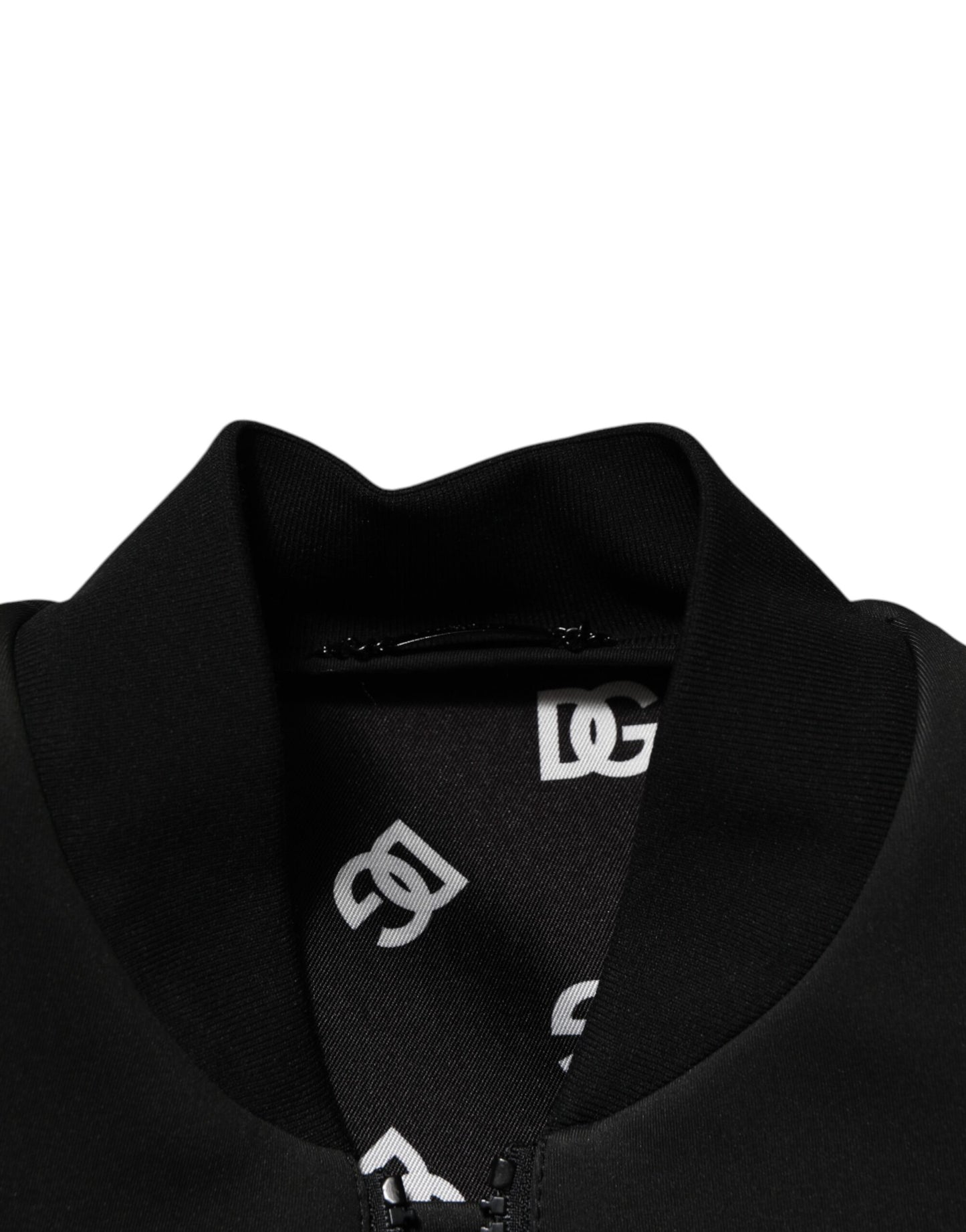 Dolce &amp; Gabbana – Bomberjacke aus schwarzem Polyester mit Logo-Schild
