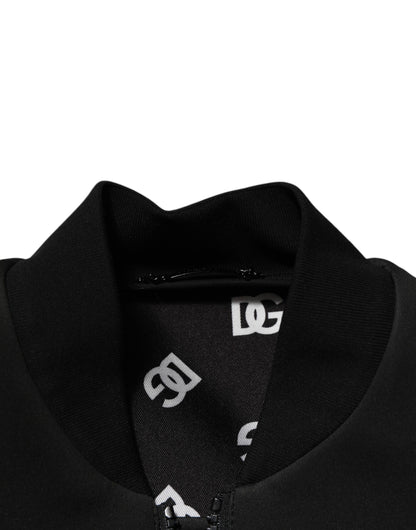 Dolce &amp; Gabbana – Bomberjacke aus schwarzem Polyester mit Logo-Schild