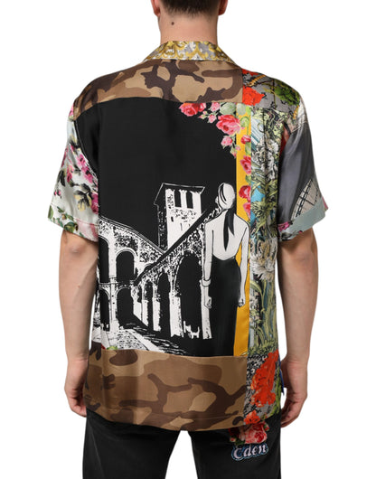 Dolce &amp; Gabbana Mehrfarbiges Seidenhemd mit Opera-Print für Herren