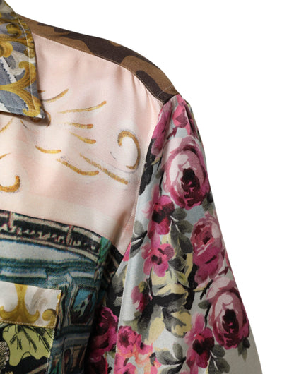 Dolce &amp; Gabbana Mehrfarbiges Seidenhemd mit Opera-Print für Herren