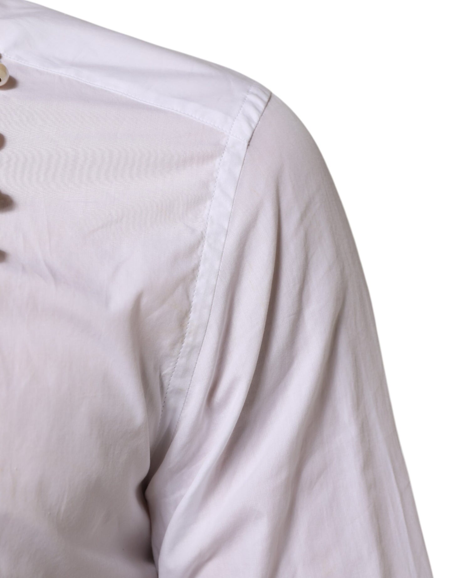 Dolce &amp; Gabbana – Weißes, formelles Baumwollhemd mit DG-Logo und Perlenkette