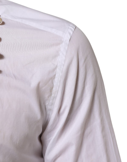 Dolce &amp; Gabbana – Weißes, formelles Baumwollhemd mit DG-Logo und Perlenkette