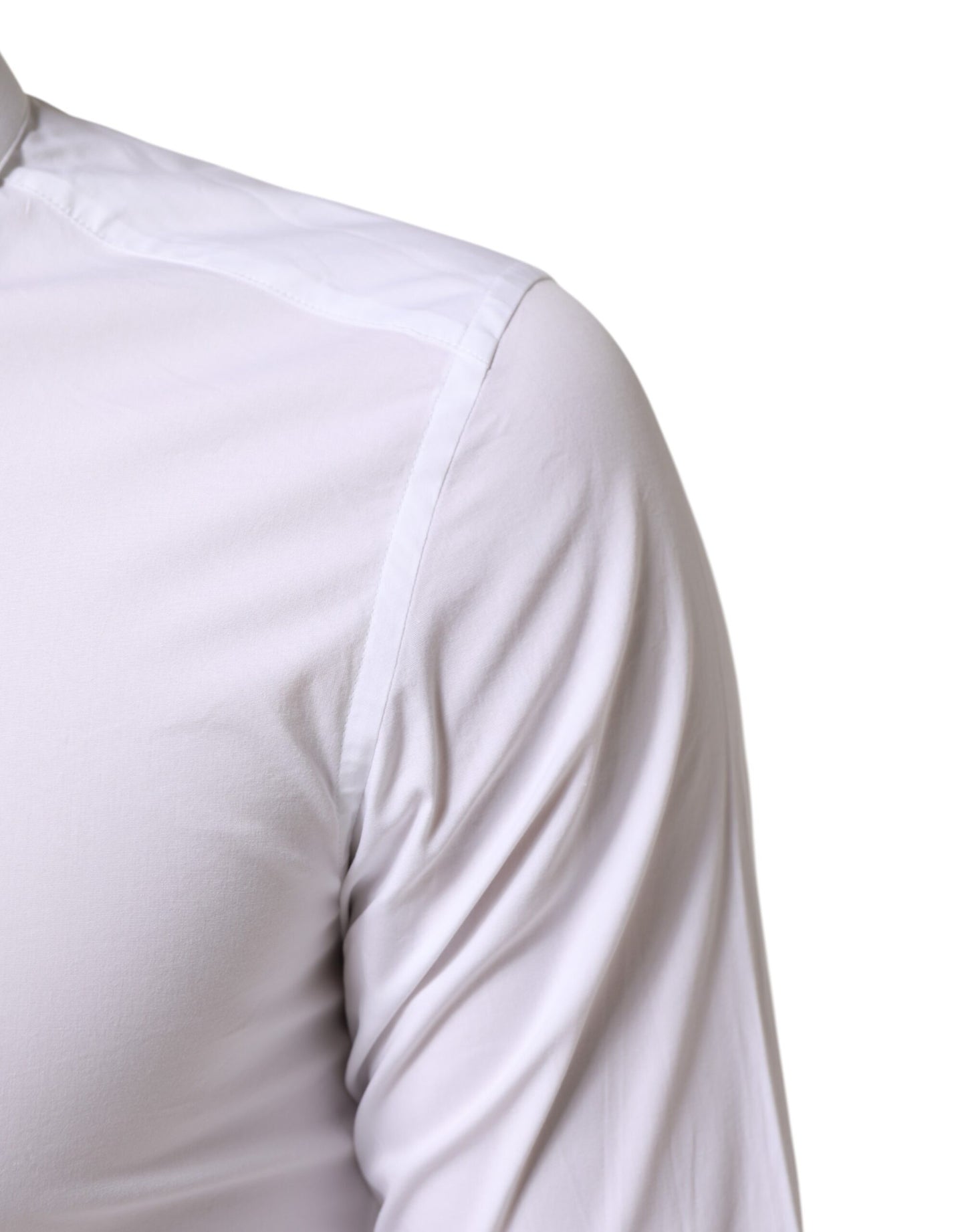 Dolce &amp; Gabbana Weiß GOLD Baumwolle Langarm Kleid Herren Hemd