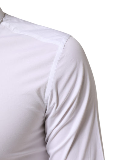 Dolce &amp; Gabbana Weiß GOLD Baumwolle Langarm Kleid Herren Hemd