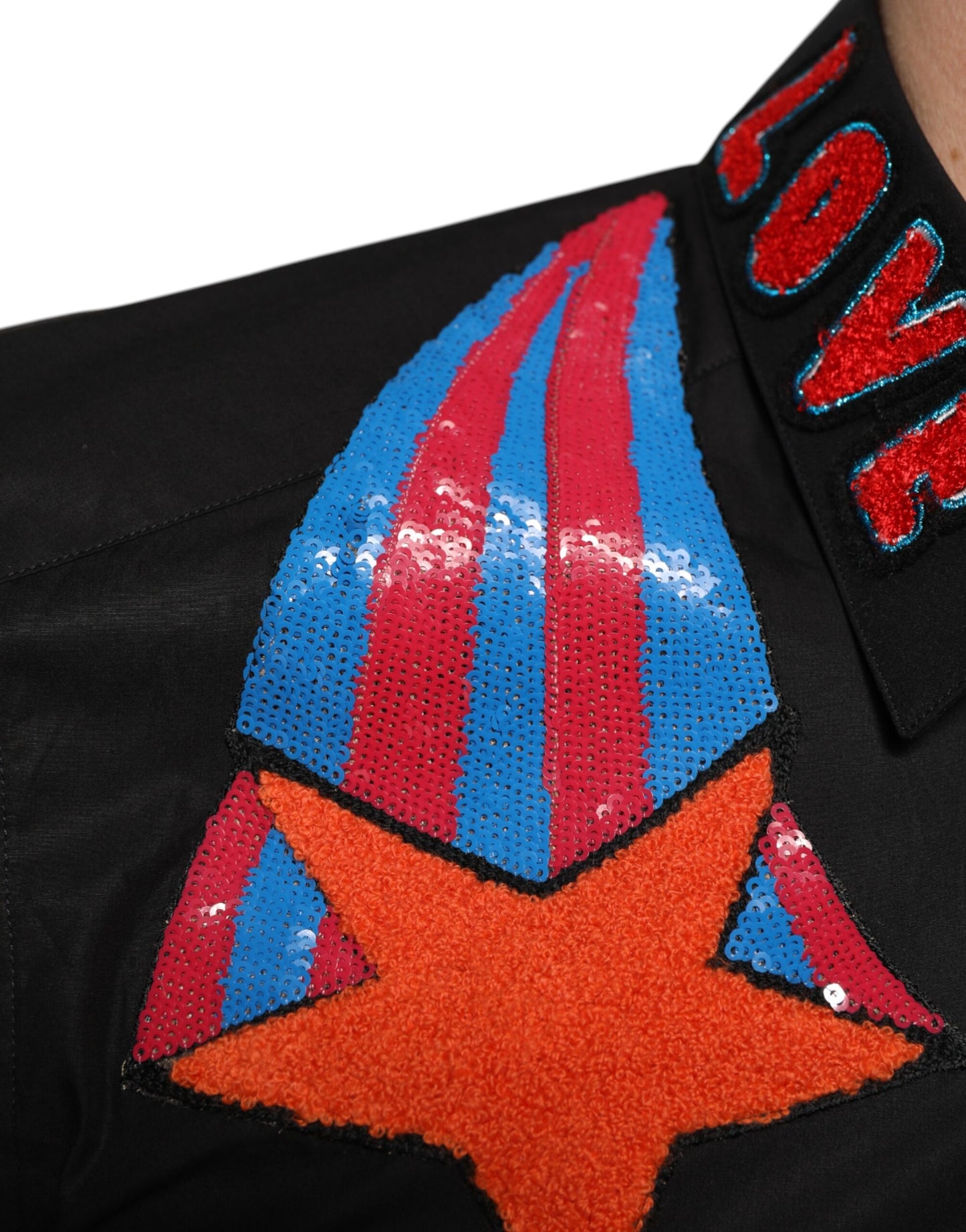 Dolce &amp; Gabbana Schwarzes Baumwoll-Stern-Pailletten-Kleid für formelle Herren