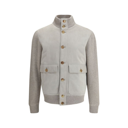Brunello Cucinelli Graue Lederjacke