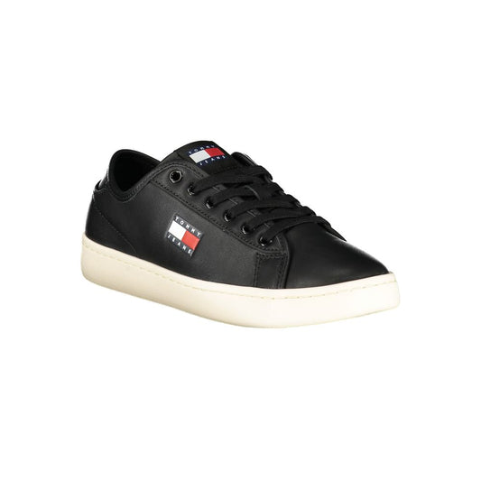 Tommy Hilfiger Damen-Sneaker aus schwarzem Leder