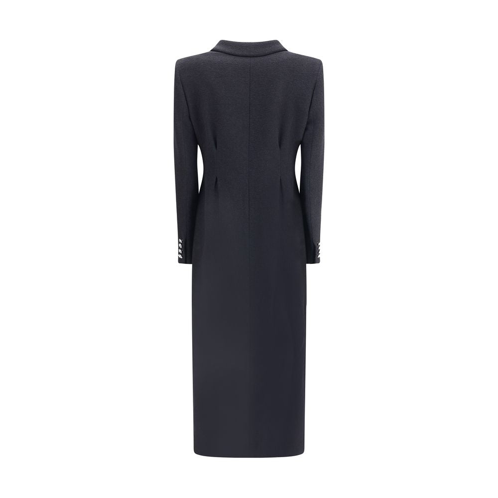 Alessandra Rich Schwarzer Wollmantel aus Fleece
