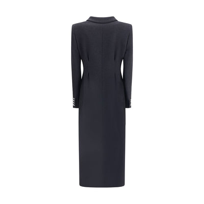 Alessandra Rich Schwarzer Wollmantel aus Fleece