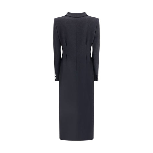 Alessandra Rich Schwarzer Wollmantel aus Fleece