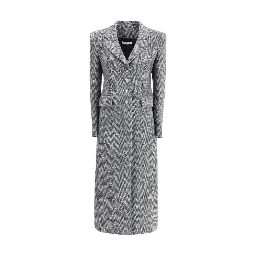 Alessandra Rich Grauer Wollmantel aus Fleece