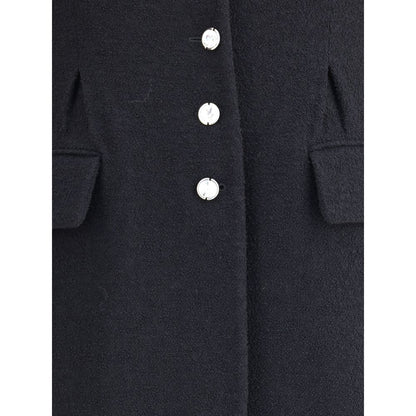 Alessandra Rich Schwarzer Wollmantel aus Fleece