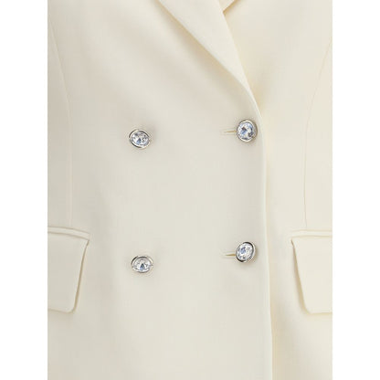 Alessandra Rich Blazer aus cremefarbenem Fleece-Wollstoff