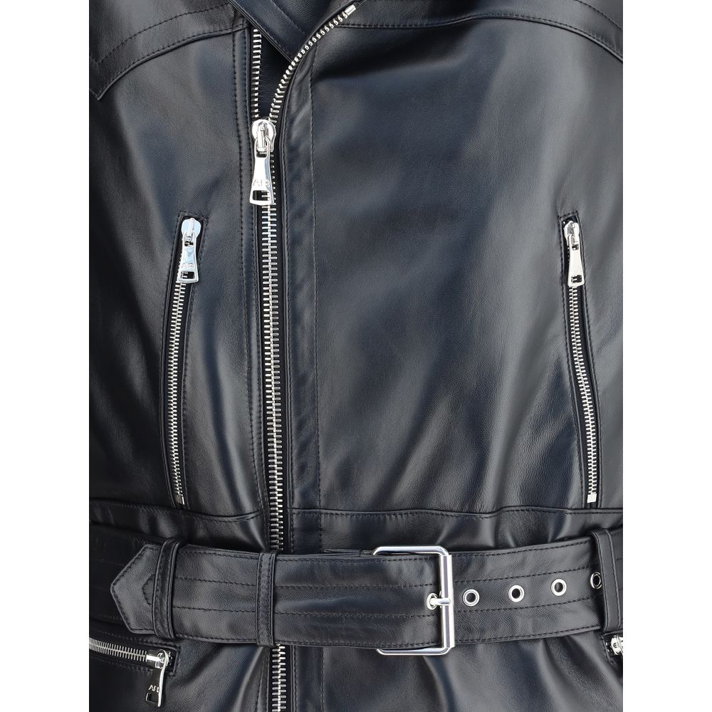 Alessandra Rich Schwarze Leder-Bikerjacke