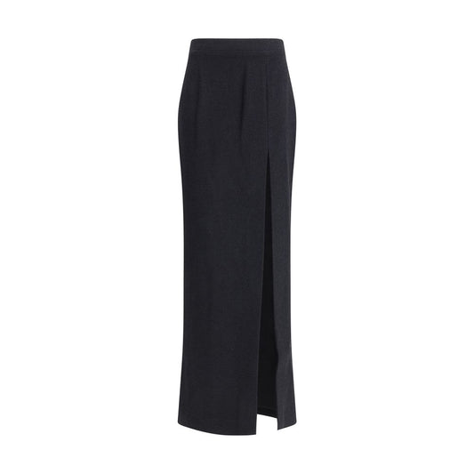 Alessandra Rich Langer Rock aus schwarzem Fleece-Wollstoff