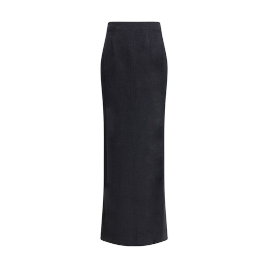 Alessandra Rich Langer Rock aus schwarzem Fleece-Wollstoff