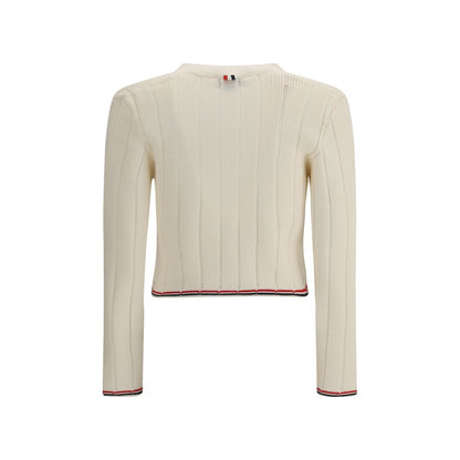 Thom Browne Cardigan aus cremefarbenem Fleece-Wollstoff