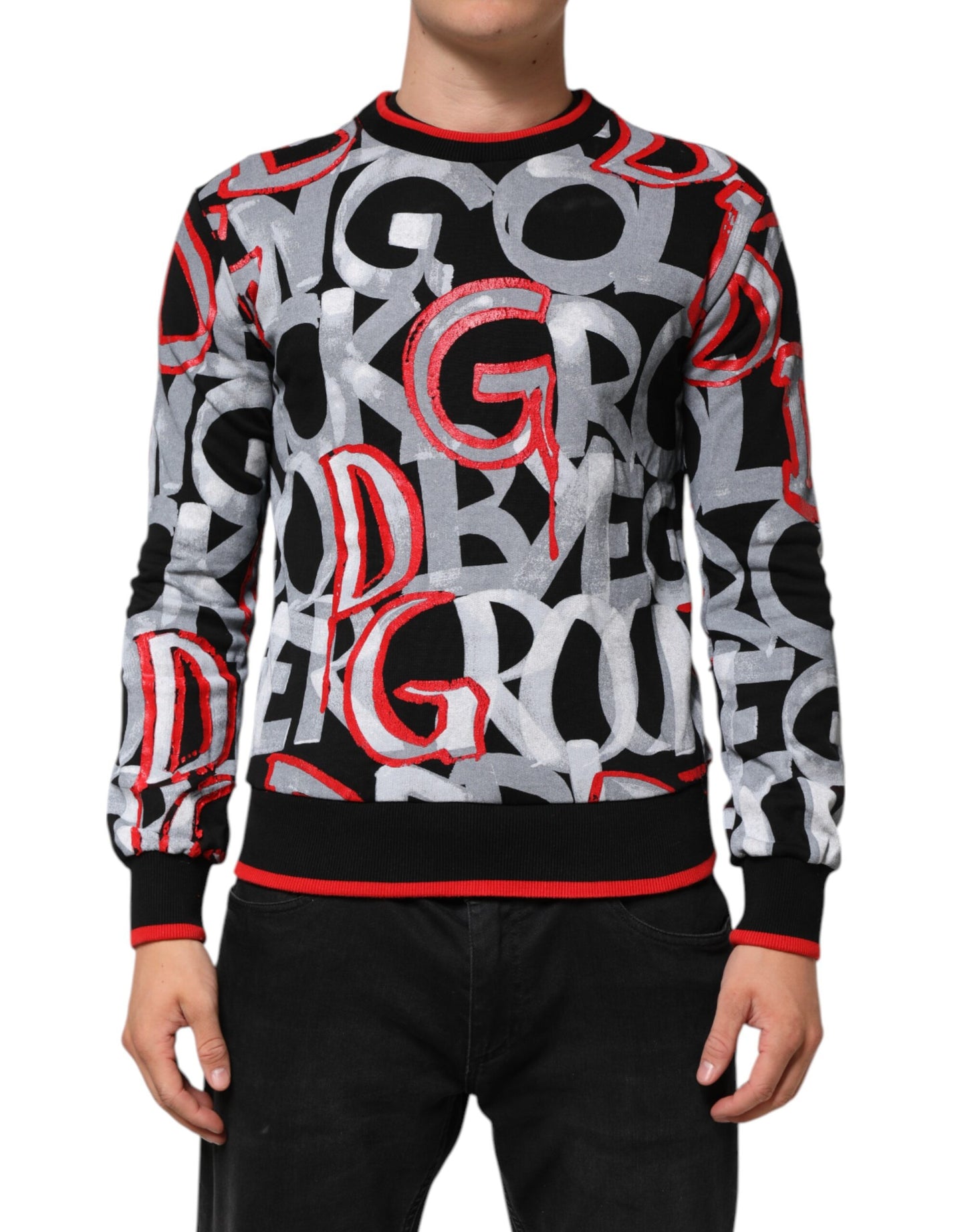Dolce &amp; Gabbana – Mehrfarbiger Pullover mit Rundhalsausschnitt und Logo-Monogramm