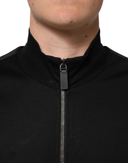 Dolce &amp; Gabbana – Schwarze Bomberjacke aus Baumwolle mit durchgehendem Reißverschluss und Logo