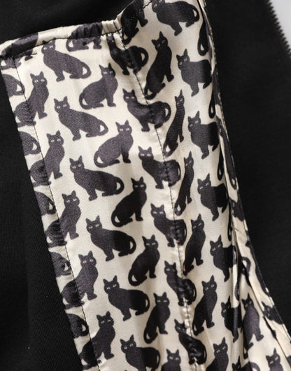 Dolce &amp; Gabbana – Schwarze Bomberjacke aus Baumwolle mit durchgehendem Reißverschluss und Logo