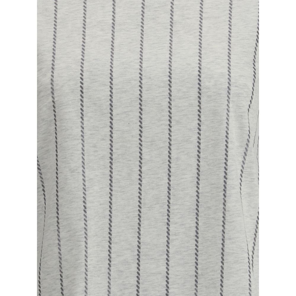 Brunello Cucinelli Gestreiftes T-Shirt mit Mini-Pailletten