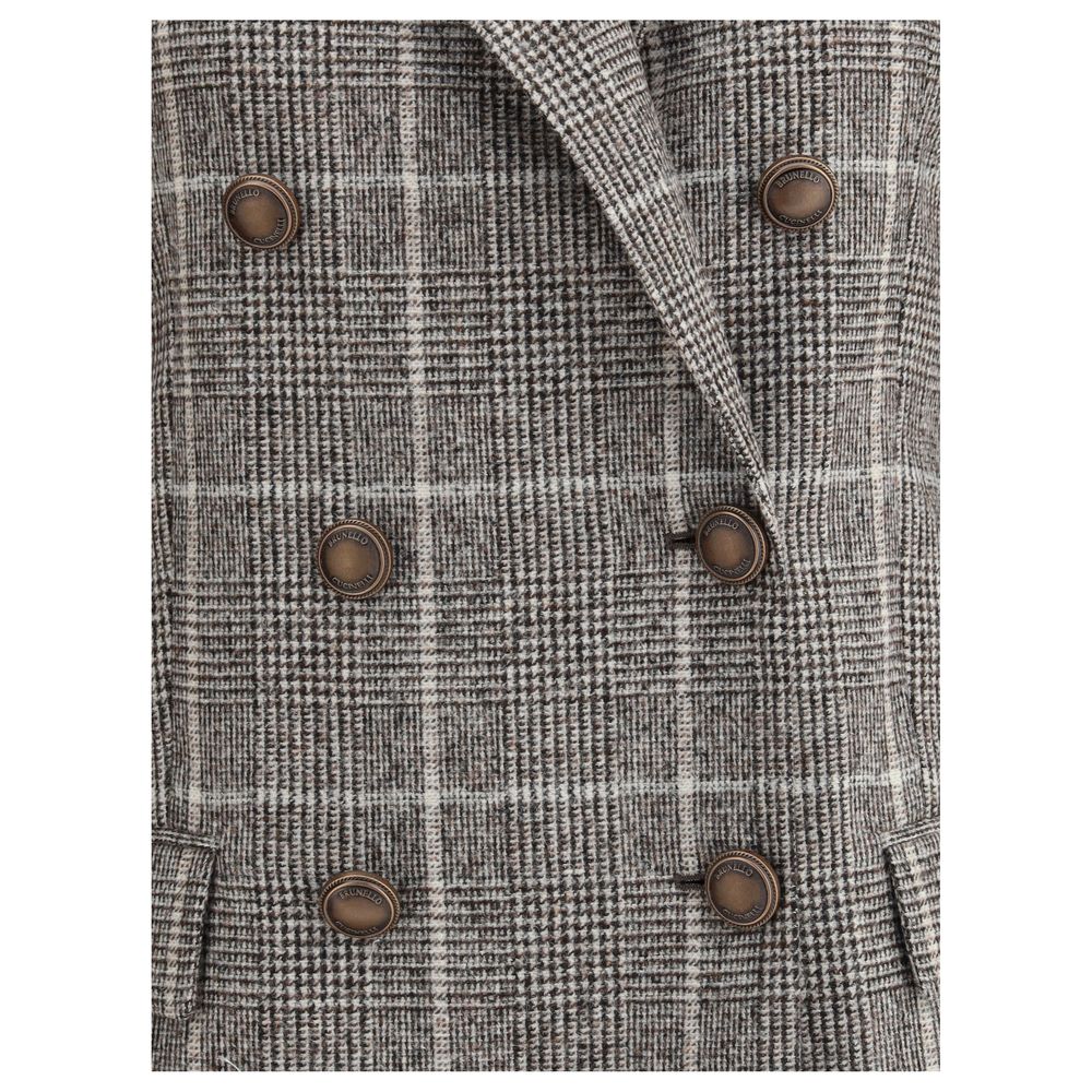 Brunello Cucinelli Prince de Galles Blazer aus Alpaka und Wolle