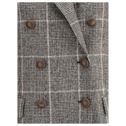 Brunello Cucinelli Prince de Galles Blazer aus Alpaka und Wolle