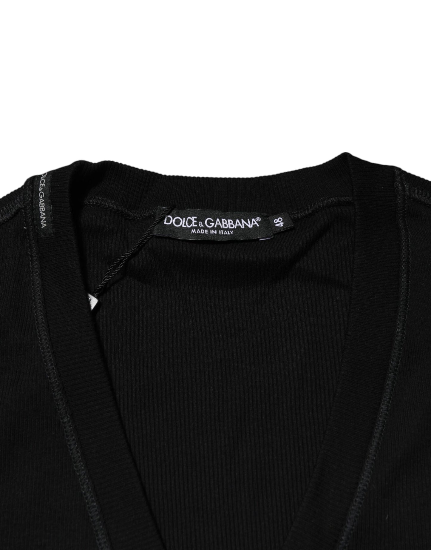 Dolce &amp; Gabbana – Schwarzer Cardigan-Pullover aus Baumwolle mit Knopfleiste für Herren
