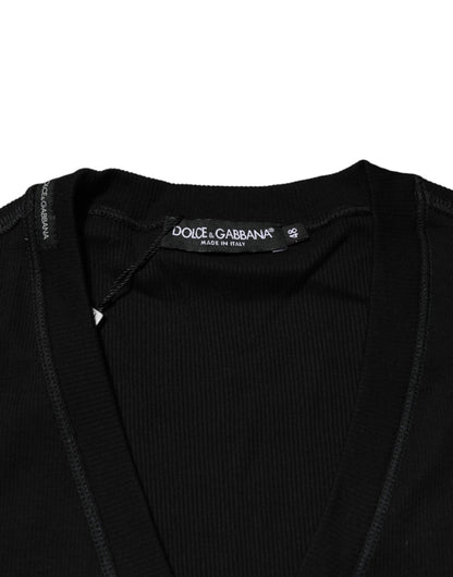 Dolce &amp; Gabbana – Schwarzer Cardigan-Pullover aus Baumwolle mit Knopfleiste für Herren