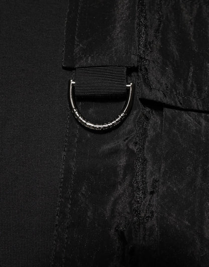 Dolce &amp; Gabbana – Schwarzes Baumwoll-T-Shirt mit DG-Logo-Stickerei auf der Tasche