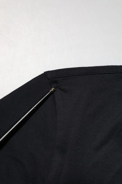 Dolce &amp; Gabbana Herren-T-Shirt aus schwarzer Baumwolle mit V-Ausschnitt