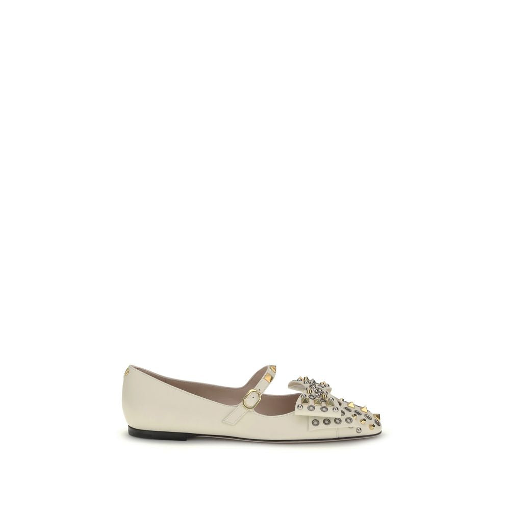 Valentino Garavani Ballerinas aus cremefarbenem Ziegenleder