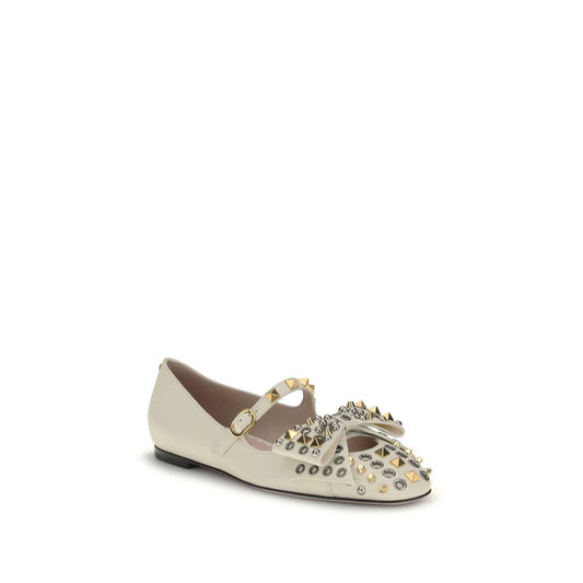 Valentino Garavani Ballerinas aus cremefarbenem Ziegenleder