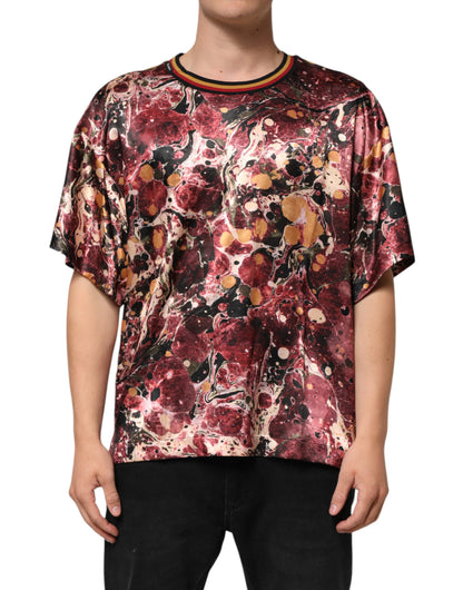 Dolce &amp; Gabbana – Mehrfarbiges Oversize-T-Shirt aus Polyester mit Marmor-Print