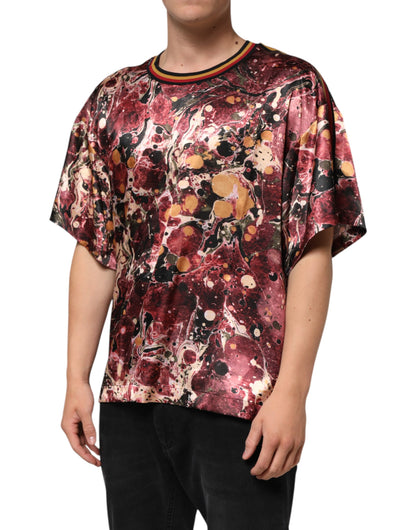 Dolce &amp; Gabbana – Mehrfarbiges Oversize-T-Shirt aus Polyester mit Marmor-Print