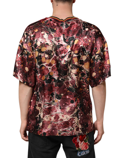 Dolce &amp; Gabbana – Mehrfarbiges Oversize-T-Shirt aus Polyester mit Marmor-Print