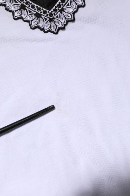 Dolce &amp; Gabbana – Weißes Baumwoll-T-Shirt mit DG-Herzlogo-Stickerei