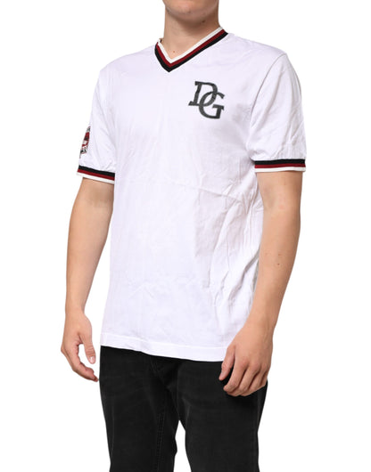 Dolce &amp; Gabbana – Weißes T-Shirt mit V-Ausschnitt und King Crown #DGMillennials