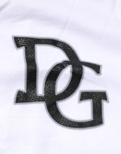 Dolce &amp; Gabbana – Weißes T-Shirt mit V-Ausschnitt und King Crown #DGMillennials