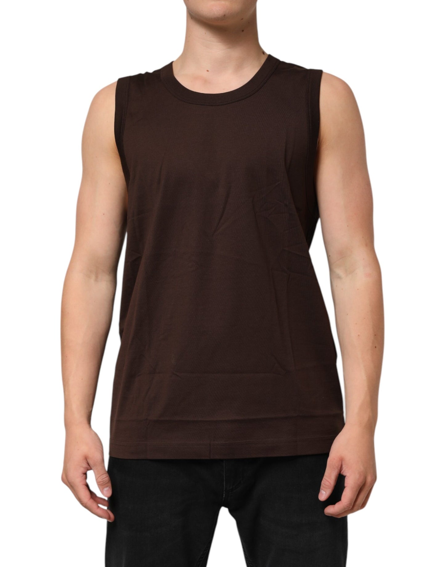 Dolce &amp; Gabbana Braunes ärmelloses Unterwäsche-Tanktop aus Baumwolle für Herren