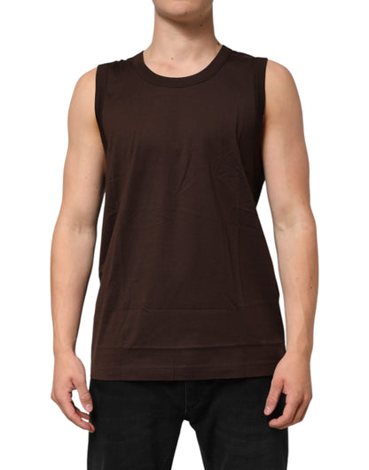 Dolce &amp; Gabbana Braunes ärmelloses Unterwäsche-Tanktop aus Baumwolle für Herren