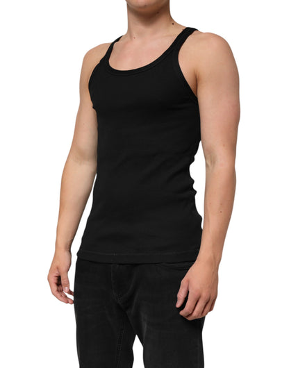Dolce &amp; Gabbana Schwarzes Tanktop Ärmellose Unterwäsche Herren T-Shirt