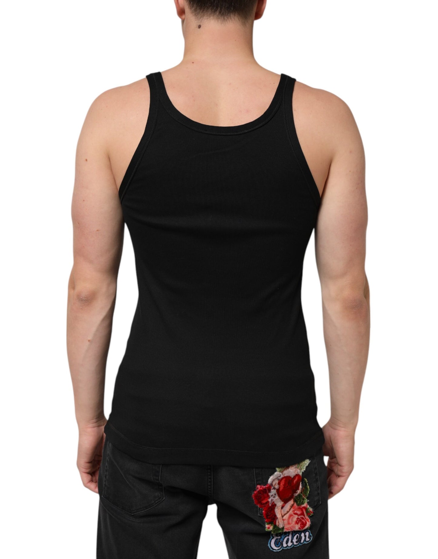 Dolce &amp; Gabbana Schwarzes Tanktop Ärmellose Unterwäsche Herren T-Shirt