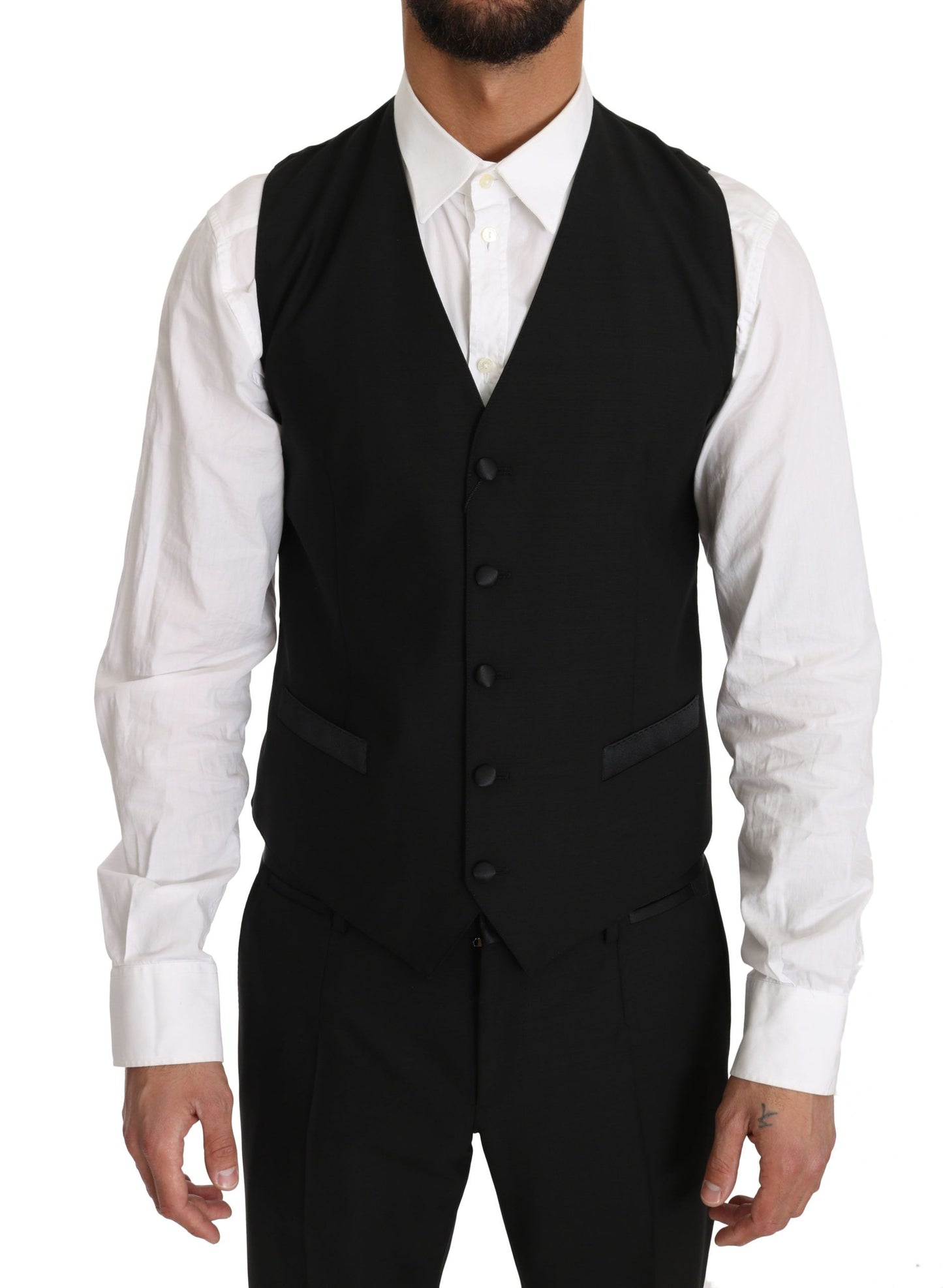 Dolce &amp; Gabbana Schwarze Wollweste Gillet-Weste