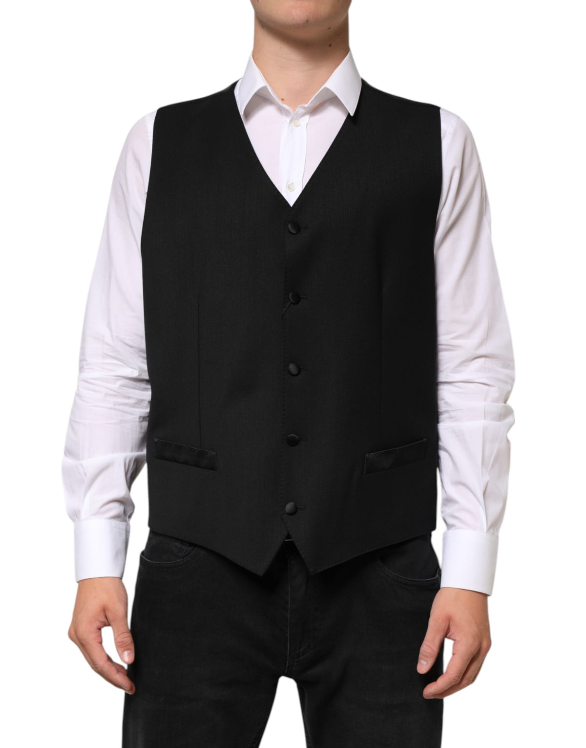 Dolce &amp; Gabbana Schwarze Wollweste für formelle Anlässe