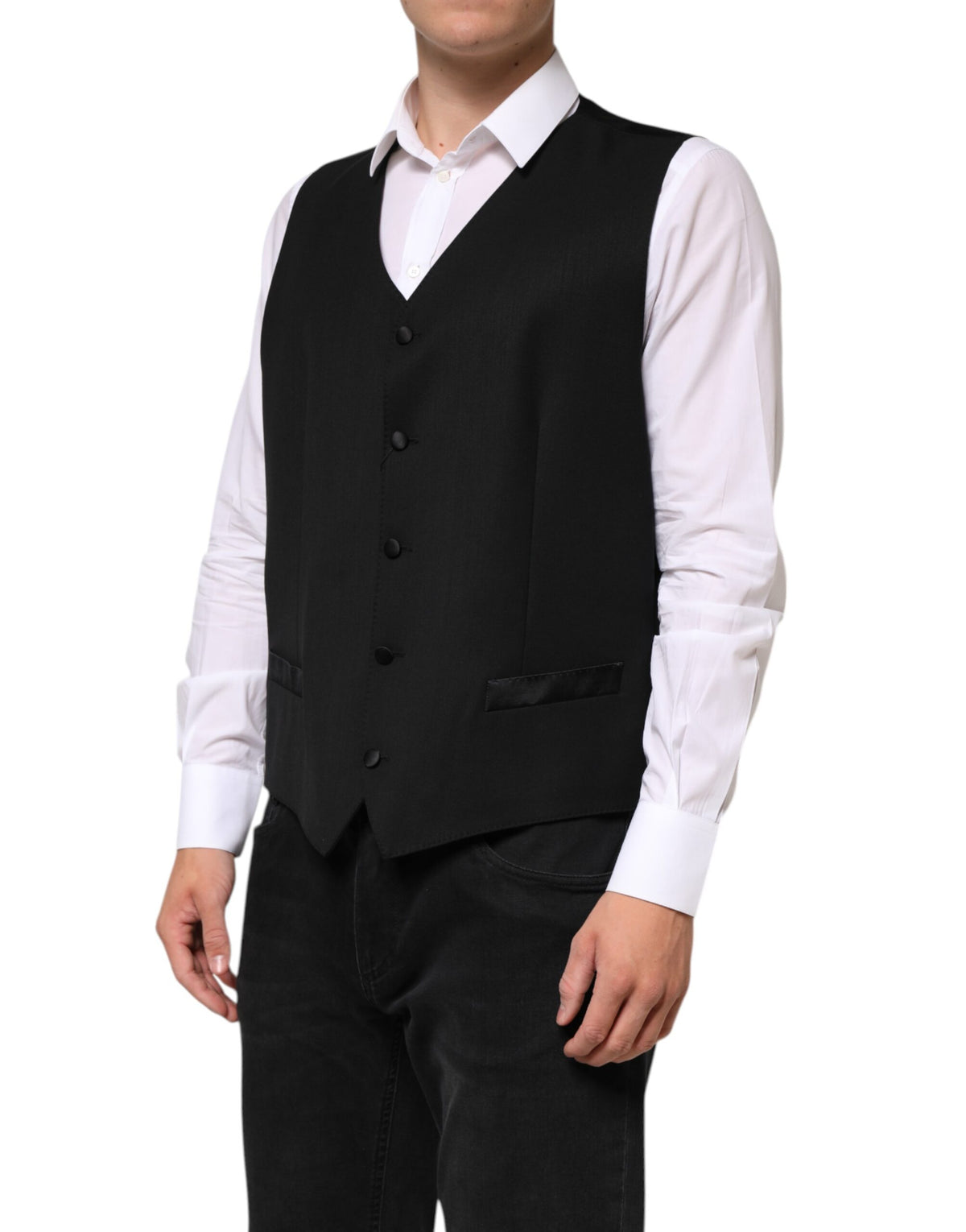 Dolce &amp; Gabbana Schwarze Wollweste für formelle Anlässe